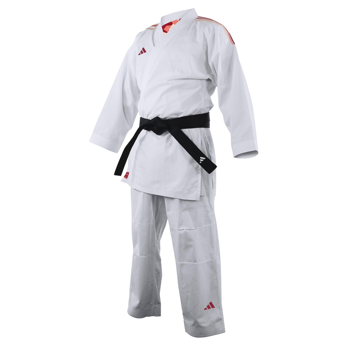 Karate Kumite Fighter with Red or Blue Shoulder Stripes