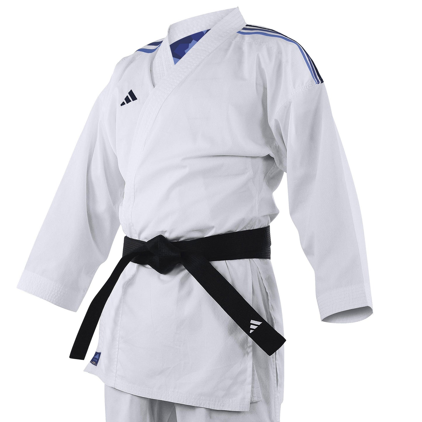 Karate Kumite Fighter with Red or Blue Shoulder Stripes