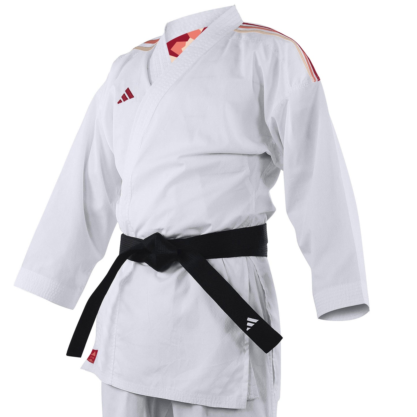 Karate Kumite Fighter with Red or Blue Shoulder Stripes