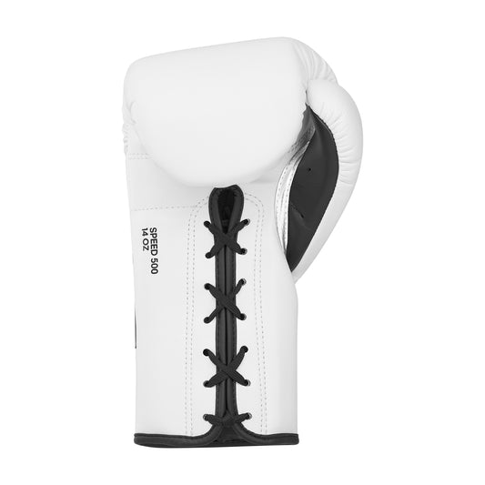 adidas Adispeed 500 Pro Lace Up Boxing Gloves - White/Black